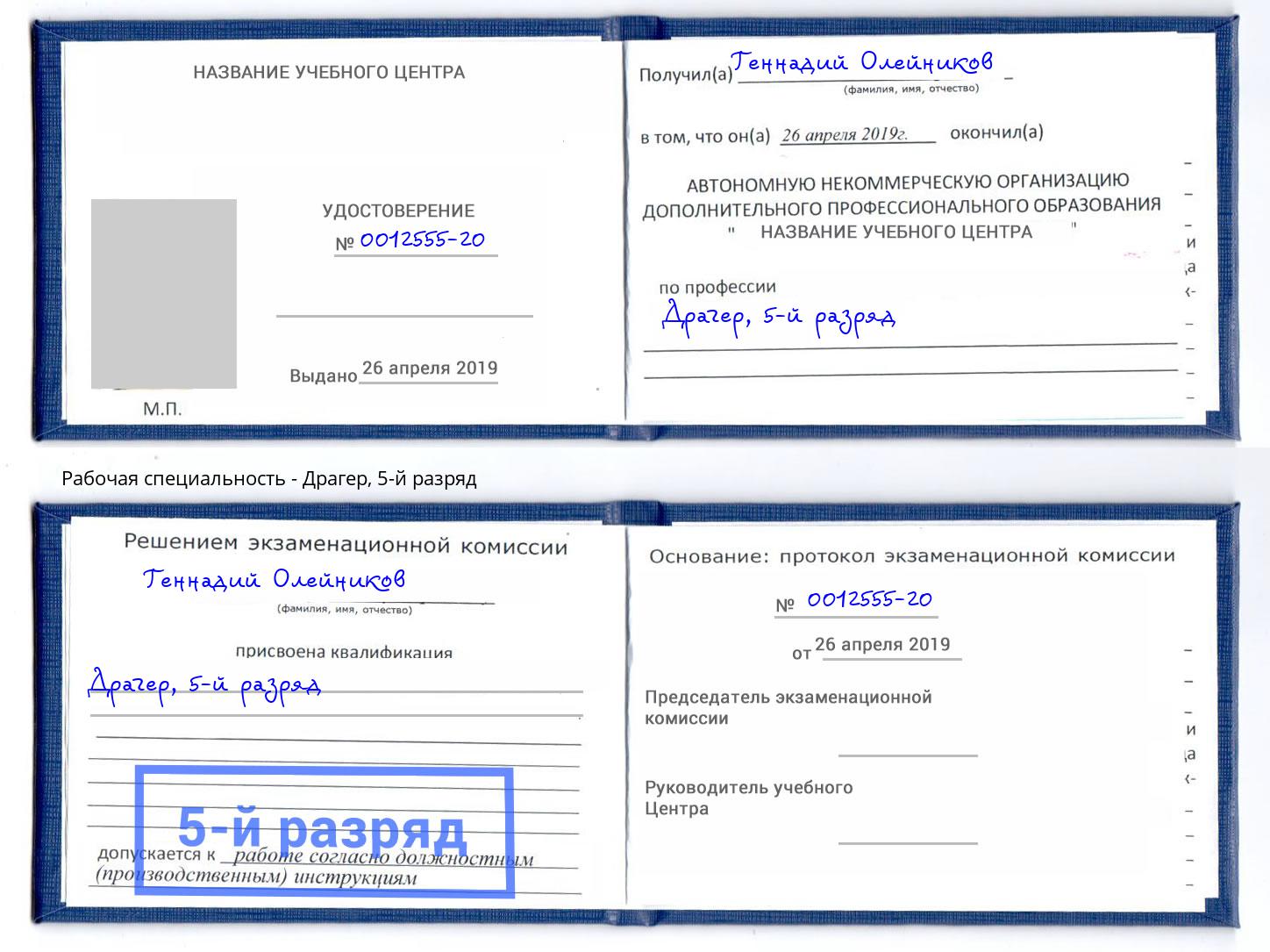 корочка 5-й разряд Драгер Шадринск