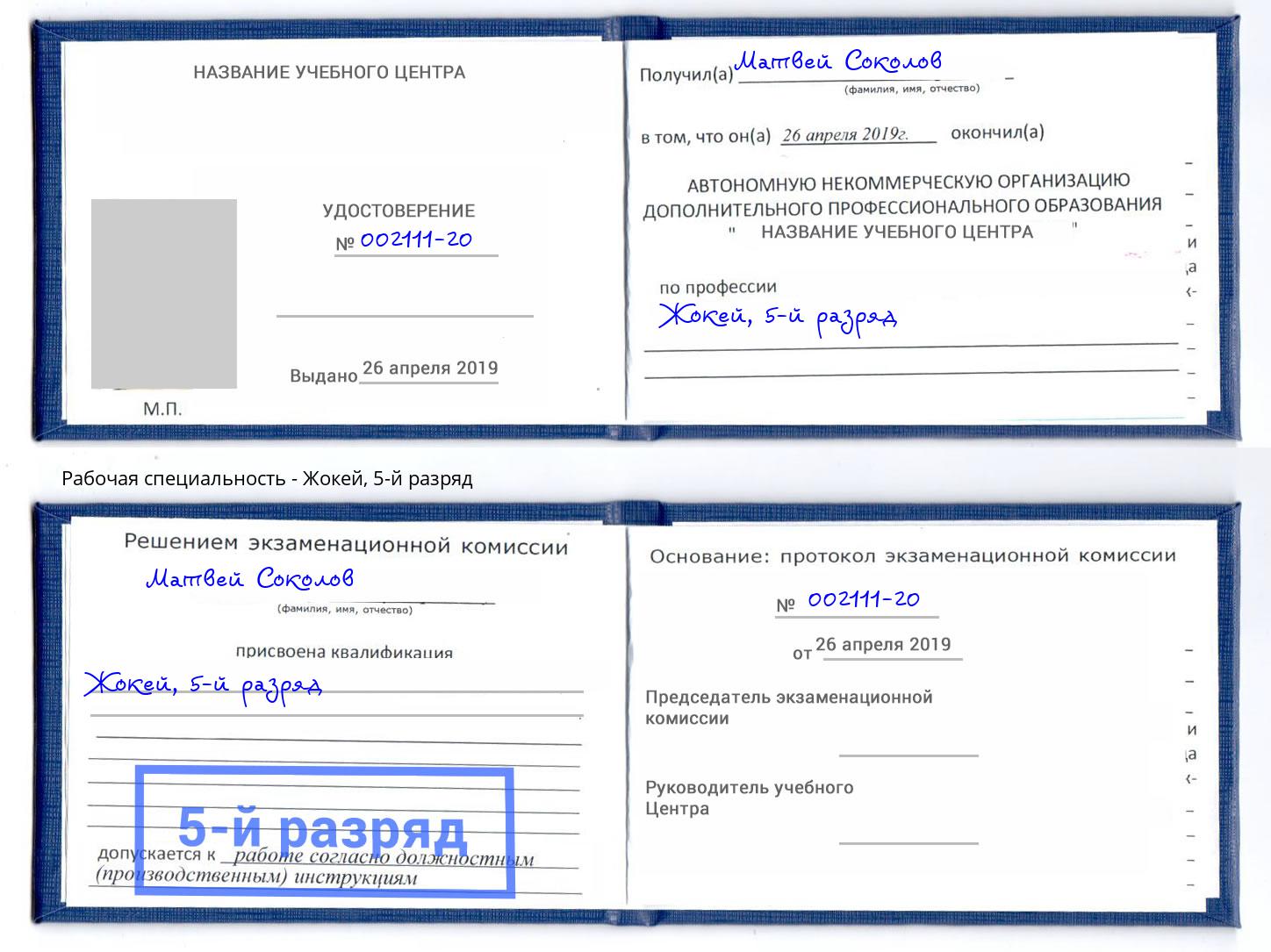 корочка 5-й разряд Жокей Шадринск
