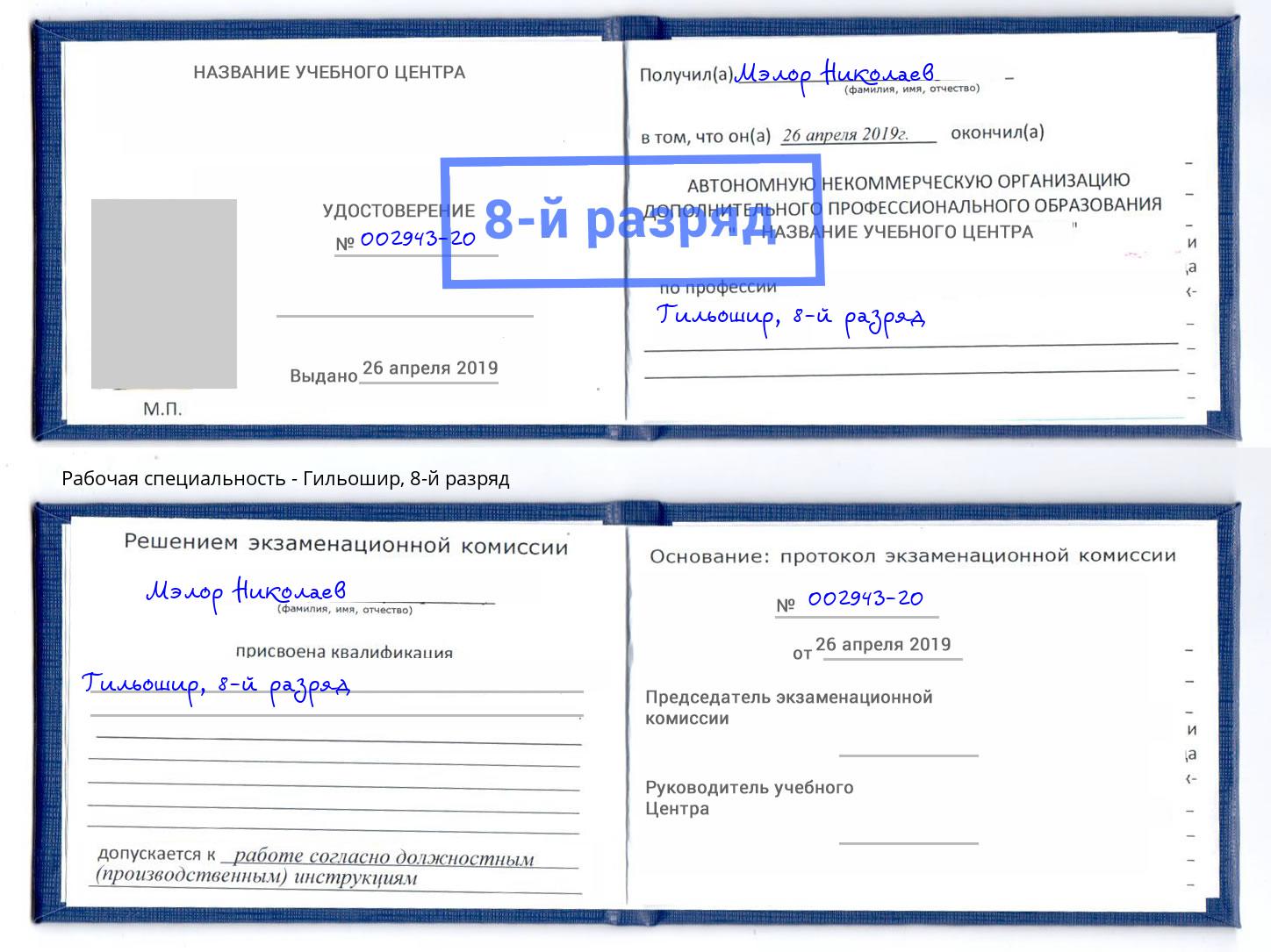 корочка 8-й разряд Гильошир Шадринск