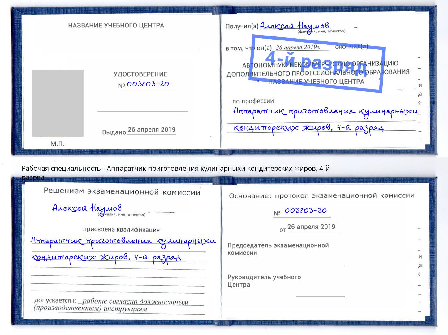 корочка 4-й разряд Аппаратчик приготовления кулинарныхи кондитерских жиров Шадринск